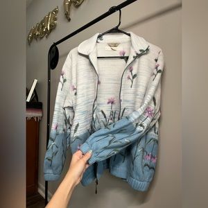 Teddi fleece zip up floral jacket